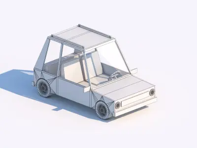 Cartoon Low Poly Car Hatchback Low-poly 3D model