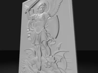 St Michael the Archangel Defeating Satan High Relief Wall Art  3D print model