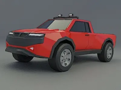 Generic lowpoly pickup truck Low-poly 3D model