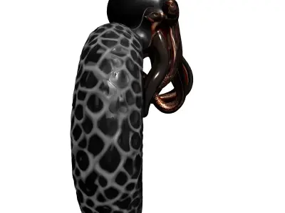 Stylized Metallic Octopus Ring Sculpture Low-poly 3D model