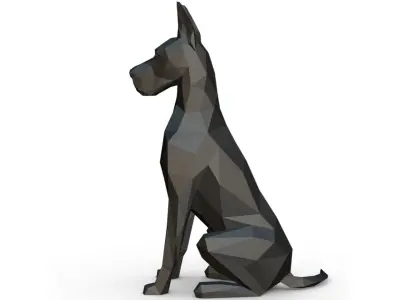 great dane low poly 3D print model