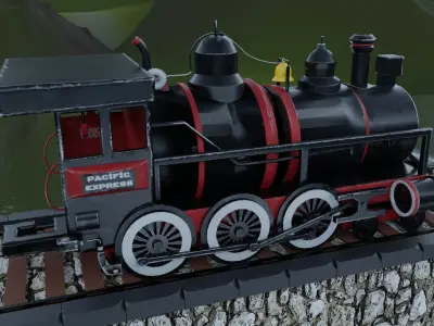 Stylized Locomotive Low-poly 3D model