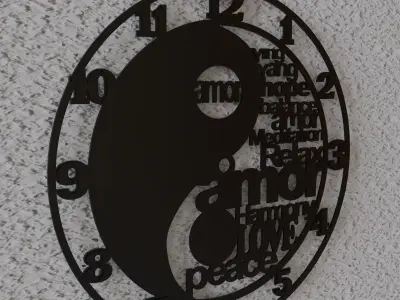 ying yang wall clock 3D print model