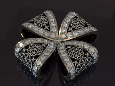 Necklace bow Flower of life with enamel 3D print model 3D print model