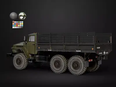 Military cargo truck Game Ready Low-poly 3D model