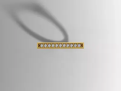 Minimalist Bar Diamond Ring 3D print model
