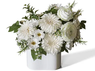 Flower Set 092 dahlia ranunculus  3D model