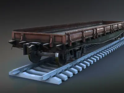 Railroad Flat Wagon Low-poly 3D model