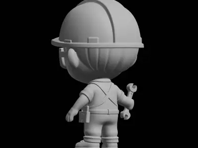 Chibi Engineer 3D Print Model Cartoon Character 3D print model