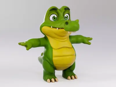 Cartoon Crocodile Low-poly 3D model buy