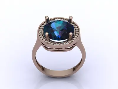 STL 3DM Women Ring Womens Ring Diamonds With Stone Model 3D print model buy