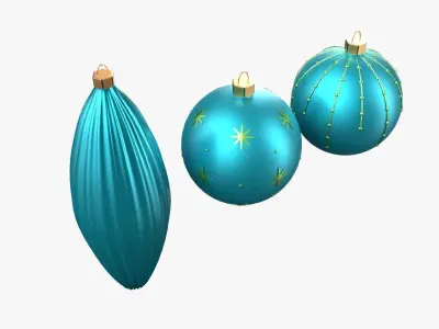 Christmas Tree Ornament Set1 - Turquoise Green  Low-poly 3D model
