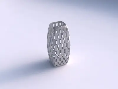 Vase rectangle with checker grid lattice 3D print model