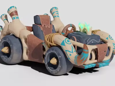 Stylized Tribal Kart Low-poly 3D model