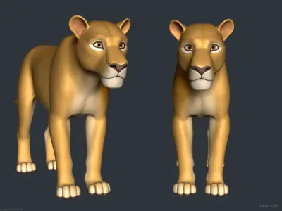 Stylized Cartoon Lion 3D model
