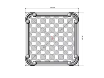 Square arabic panel lattice screen mesh carved scrolls relief 3D print model