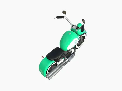 Motorcycle Cartoon A08 Aqua - Custom Vehicle Design Low-poly 3D model