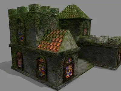 Castle with ivy Low-poly 3D model