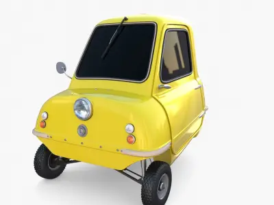 Peel P50 Yellow with chassis 3D model