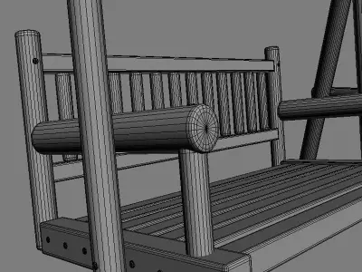 Multiple Seats Wooden Swing 13 3D model