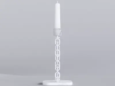 Alphabet D Chain White Candleholder 3D Model True 4K PBR Render Low-poly 3D model