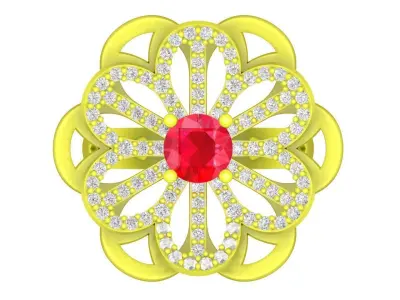 Luxury Floral Cluster Diamond Ring 3D Model 4469 3D print model