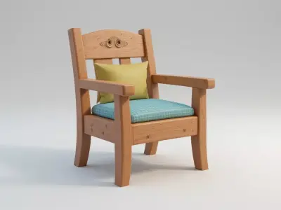 Free Low Poly Cartoon Chair 3D Model  Stylized Furniture Asset Free low-poly 3D model