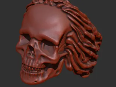 Skull ring in  for a biker  3D print model 3D print model