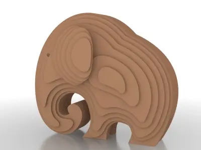 Elephant 3D Print Model wooden toy 3D model
