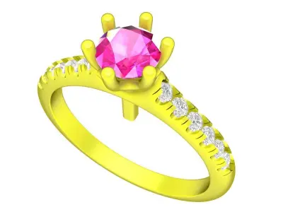 A7527 Luxury Diamond Engagement Ring 3D print model