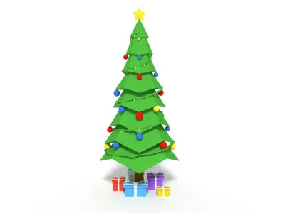 Low Poly Cartoon Christmas Tree Low-poly 3D model