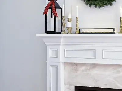 Fireplace 1 christmas wreath animation 3D model