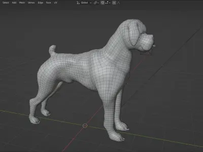 boxer dog Low-poly 3D model