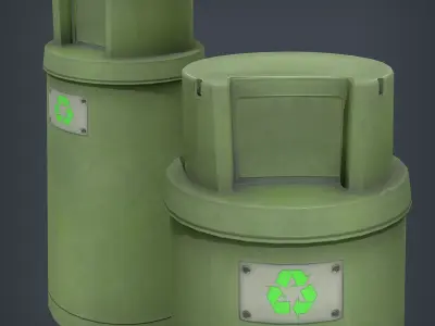 Trash Bin Low-poly 3D model