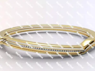 rings gold bangle with diamonds 3D print model