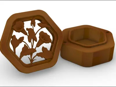 Ring box with two different decor 3D model