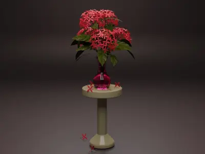 Ixora flower vase 3D model