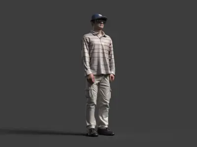 Chinese boy figure   Low-poly 3D model