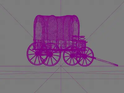 Old Wagon Caravan Cart - PBR Low-poly 3D model