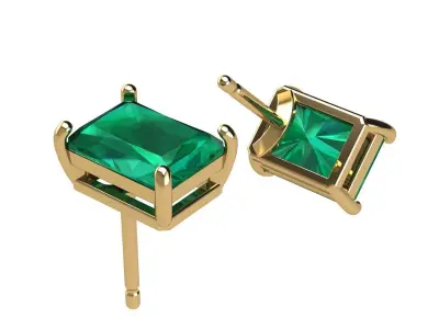 Solitaire Octagonal 8x6 mm Earring 3D print model