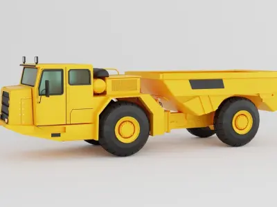 Mining car truckof yellow color  on white background Low-poly 3D model