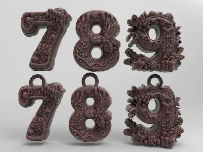 christmas number decor 7 to 9 3D print model