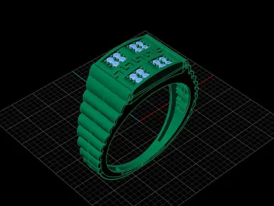 Print Ready STL 3DM  Gents Rings Diamond Men Ring  3D print model 7