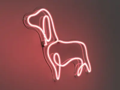 Dachshund Dog 1 - Neon Sign 3D model