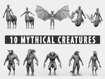 10 Mythical Creatures  Low-poly 3D model