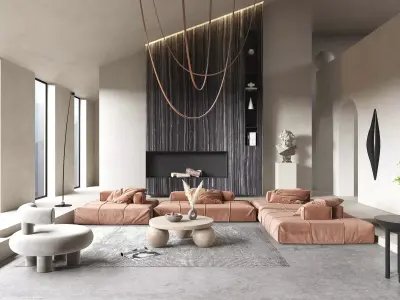 Living Room Interior Scene 3D model