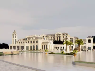 Grand Luxury Palace Hotel Resort  Low-poly 3D model