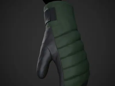 Green And Black Snowboard Gloves  Low-poly 3D model