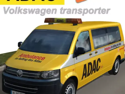 Volkswagen transporter ADAC Low-poly 3D model