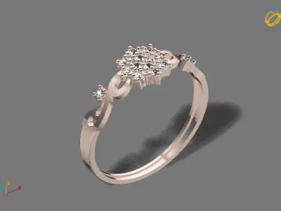 Womens Diamond Signet Ring Women Rings 3dmodels 3D print model 3D print model 48